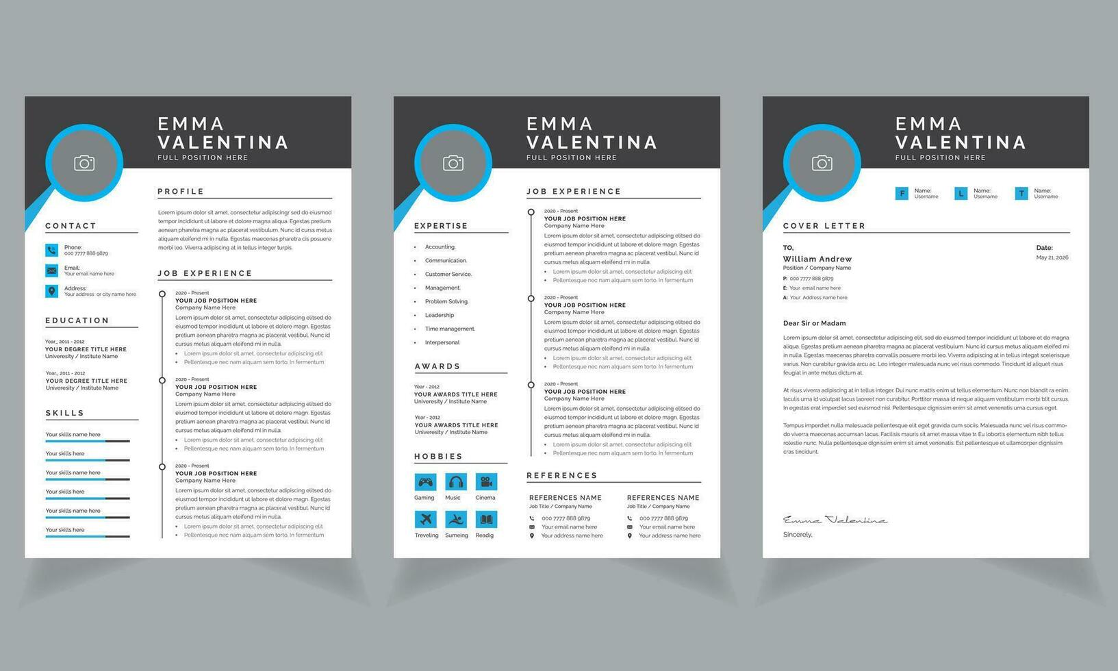 perfil currículum CV verde color diseño modelo diseño vector