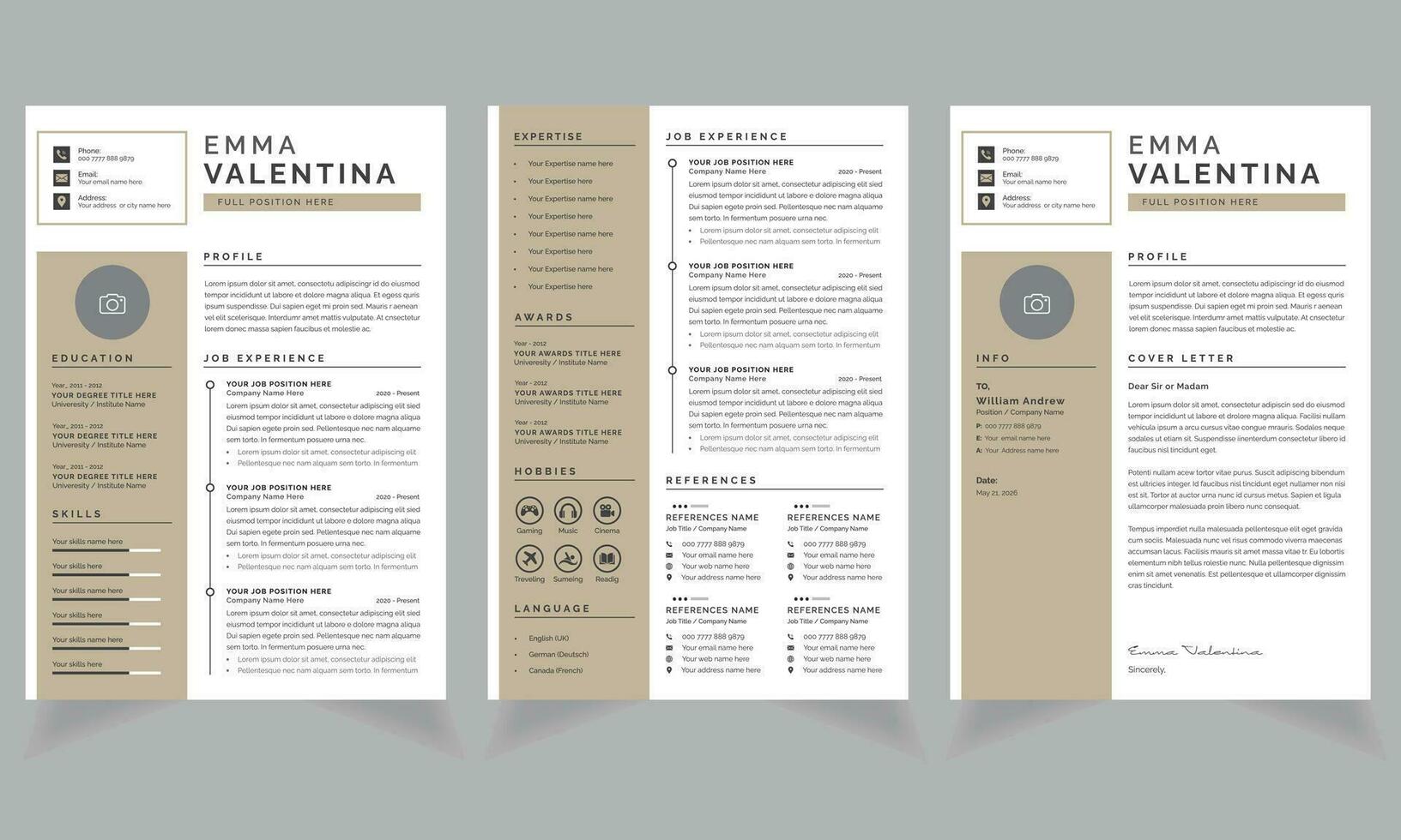 Retro-Inspired Resume  and Cover Letter Design Templates vector