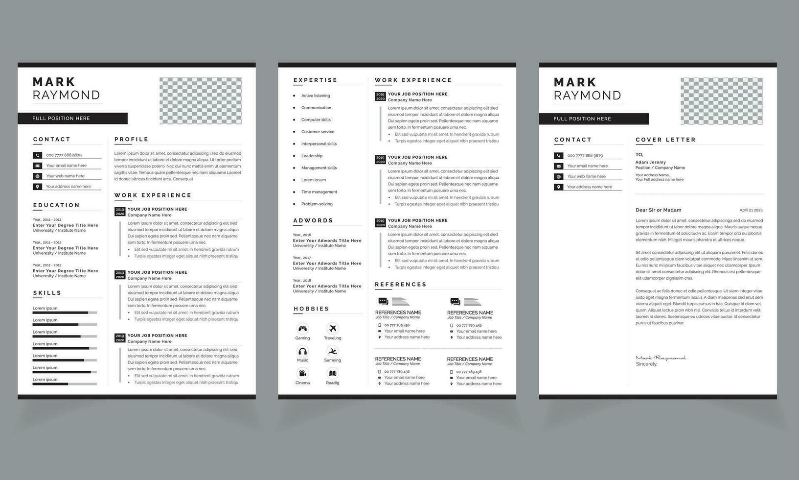 Professional Resume CV Layout with Vector Minimalist