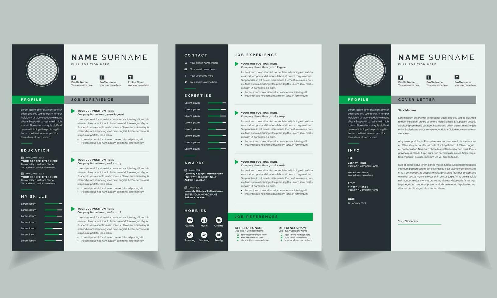 ejecutivo currículum CV diseño y cubrir letra diseño vector