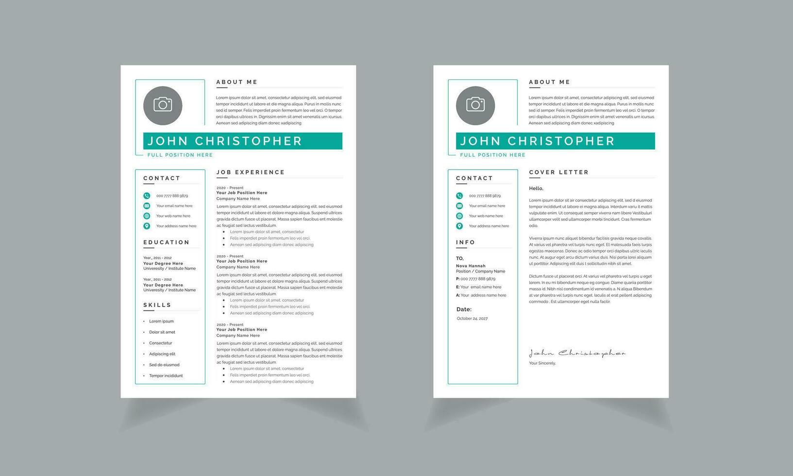 Minimal Resume Creativity Design Layout Set Cv Design vector