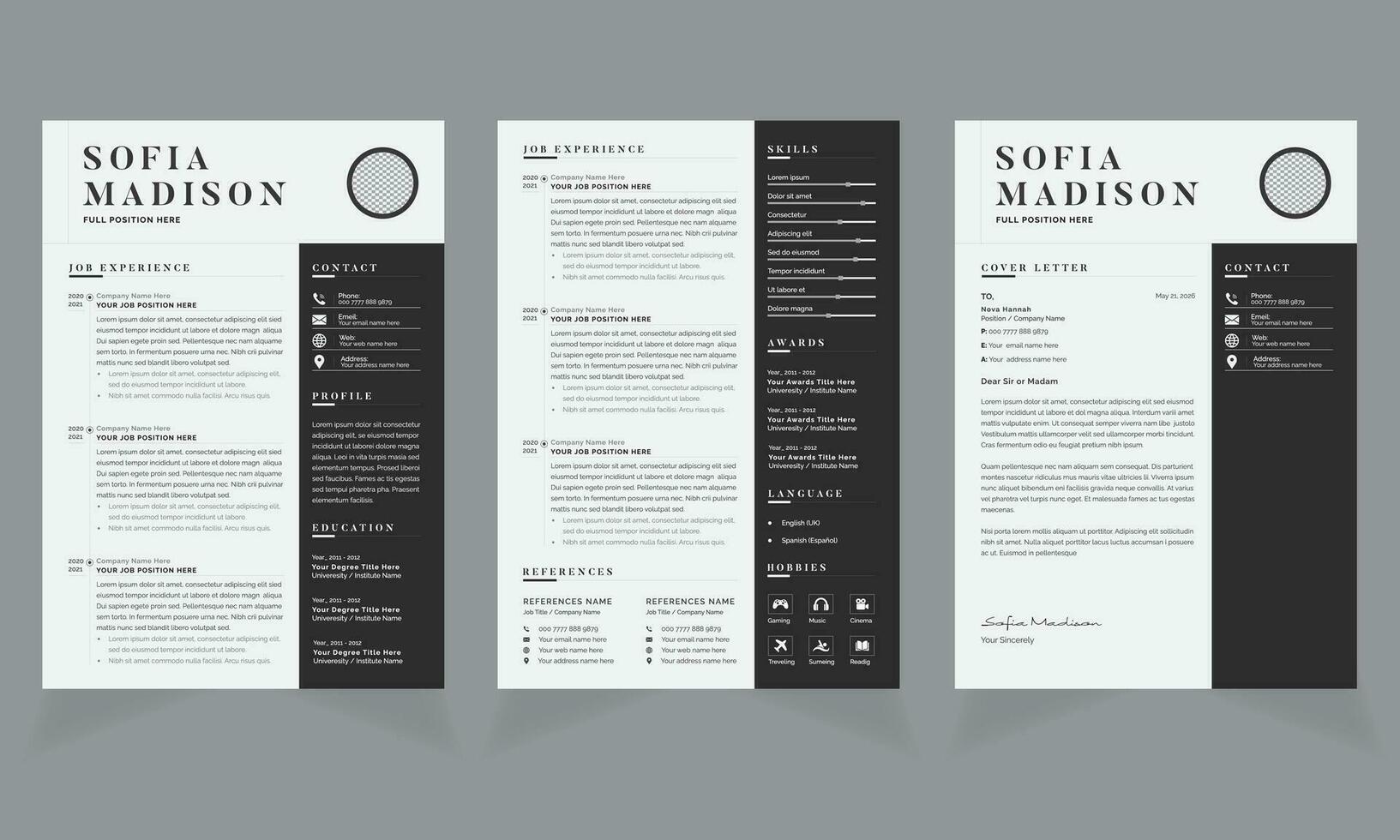 Modern Black and Whtie Resume Layout cv Design vector