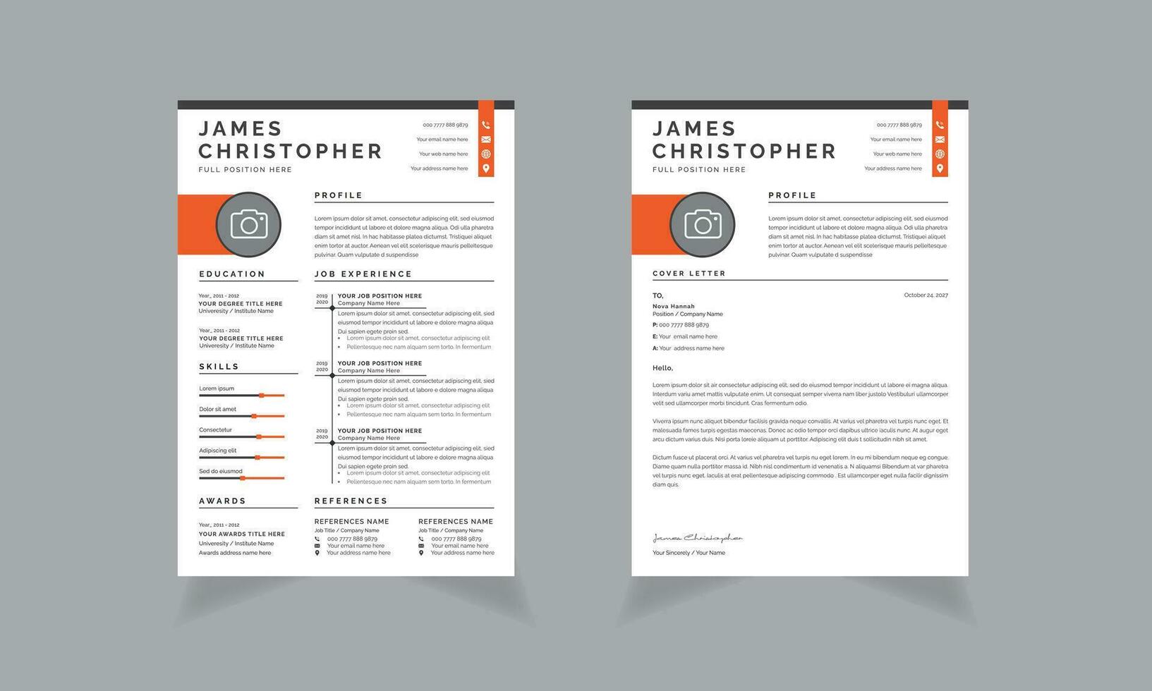 Resume Layout for Professional CV Design Template vector