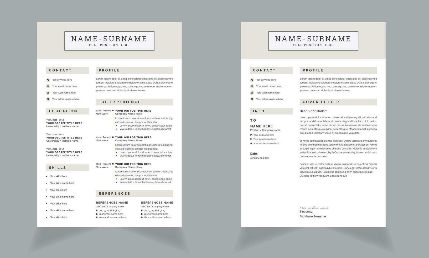 Simple Elegant Resume Design Template vector