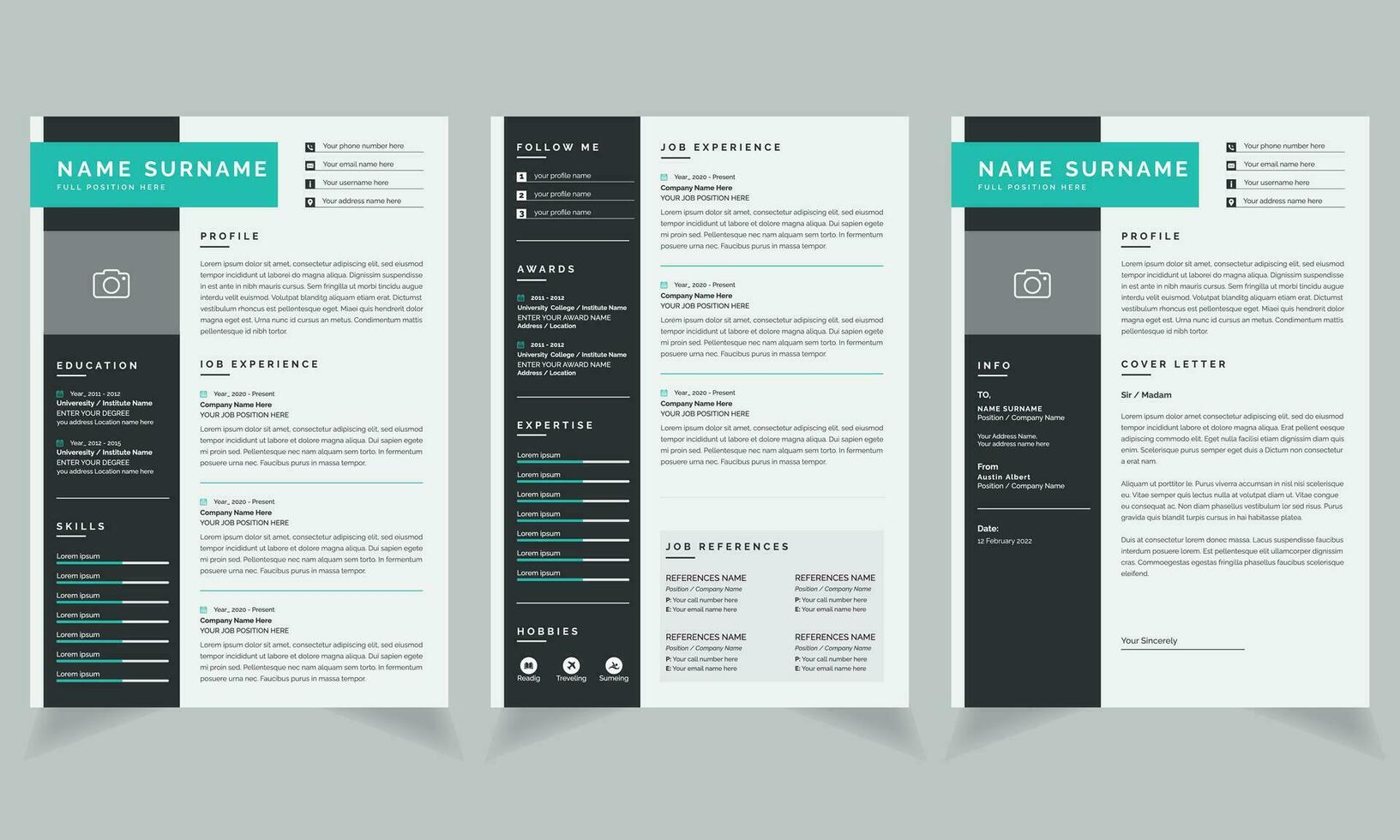 Resume and Cover Letter Templates Jobs CV Design vector