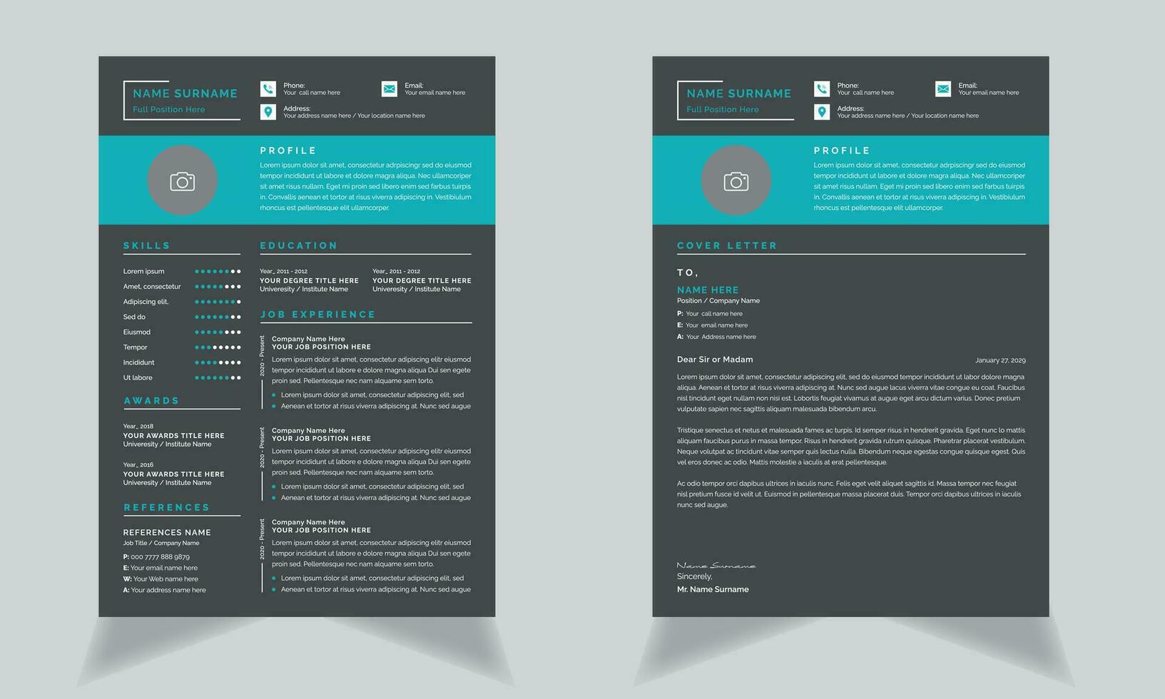 Black Resume Design Template vector