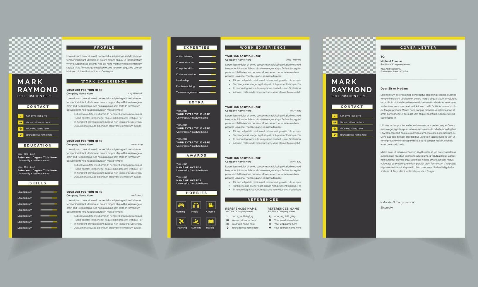 Executive Resume Design and Cover Letter Layout vector