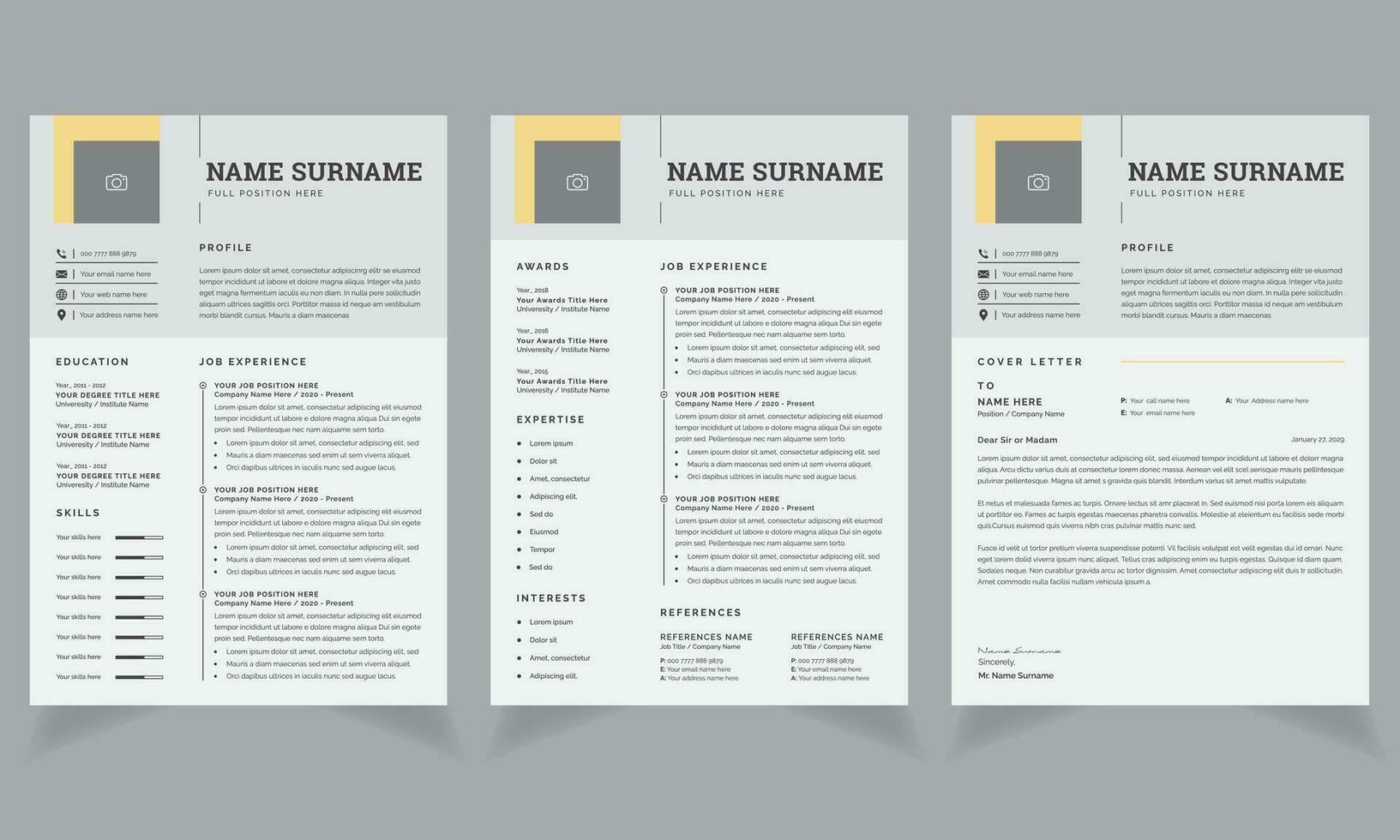 Unique Resume Layout Cv Template Design vector