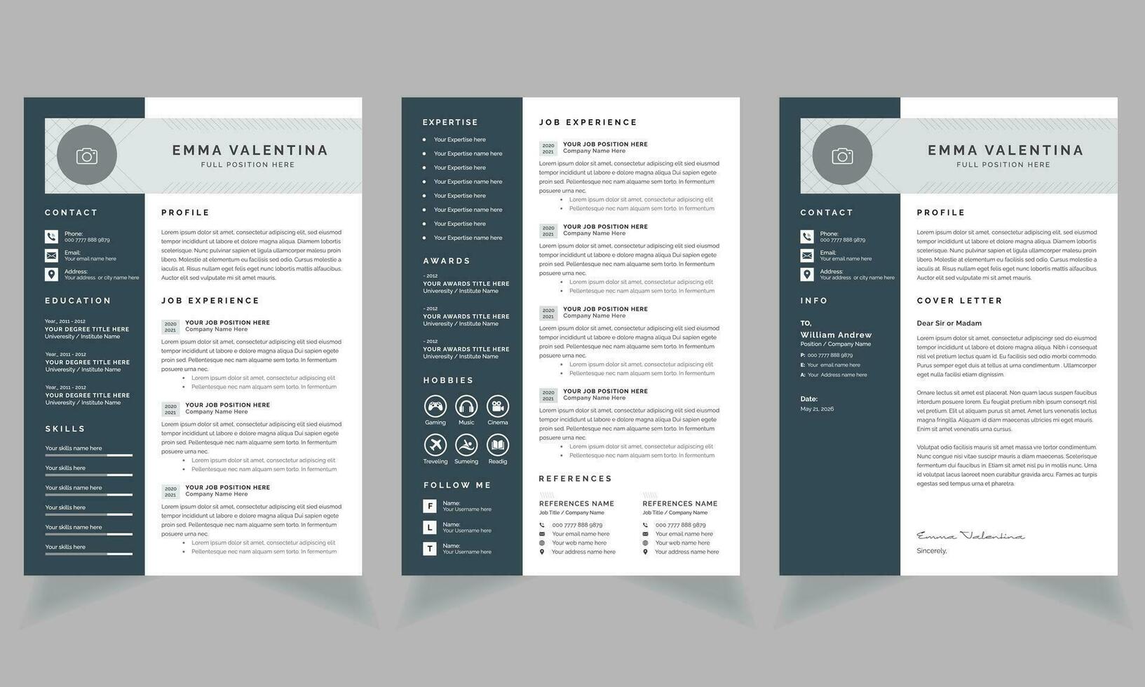 Resume Black Color Cv Design Template vector