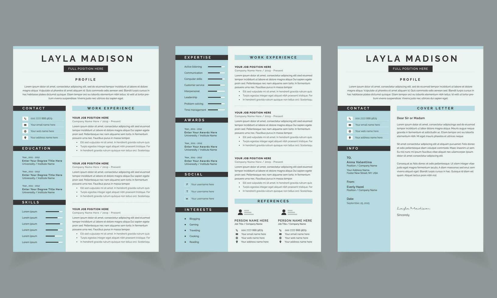 Clean Resume Design and Cover Letter Templates vector