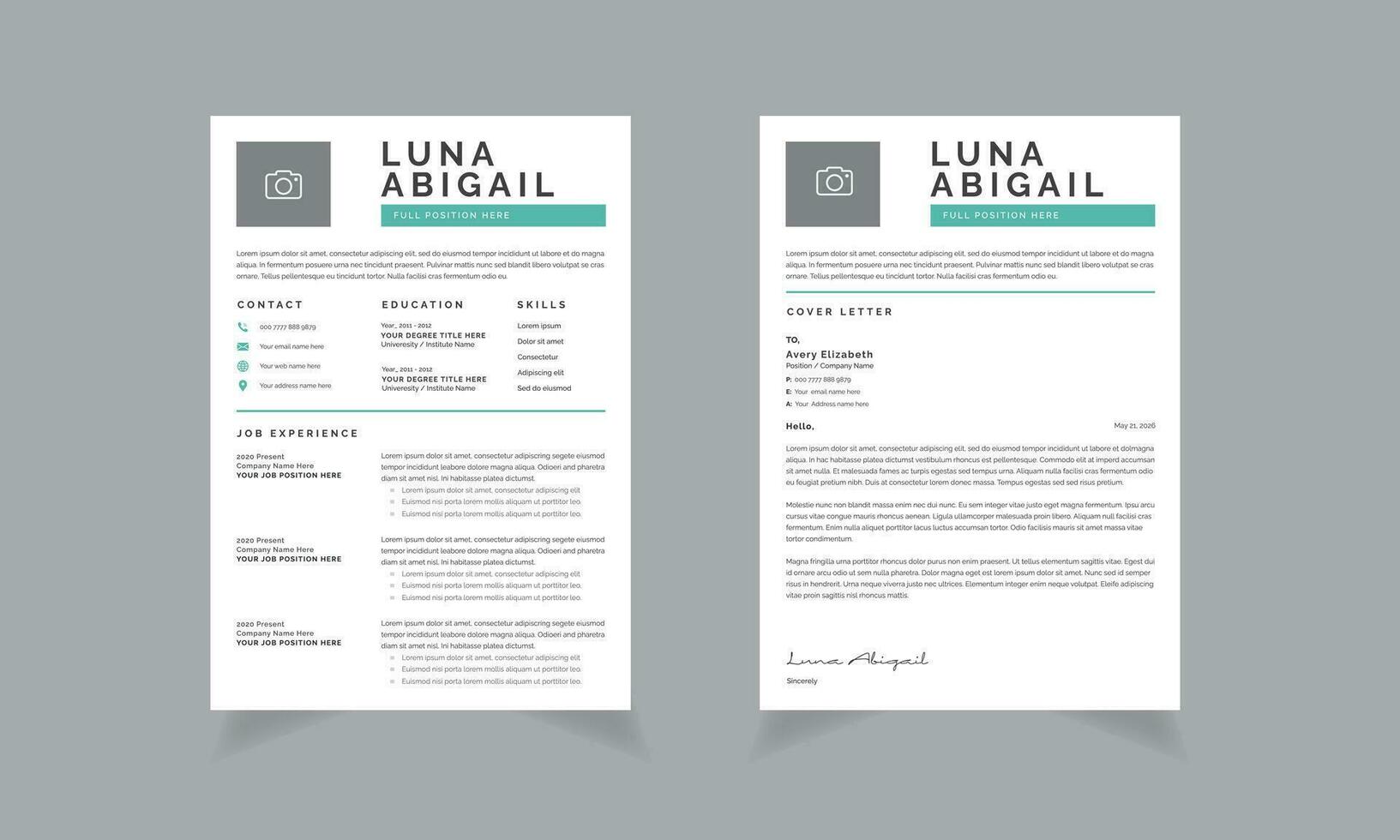 Resume Layout and Cover Letter  with Cv Template vector