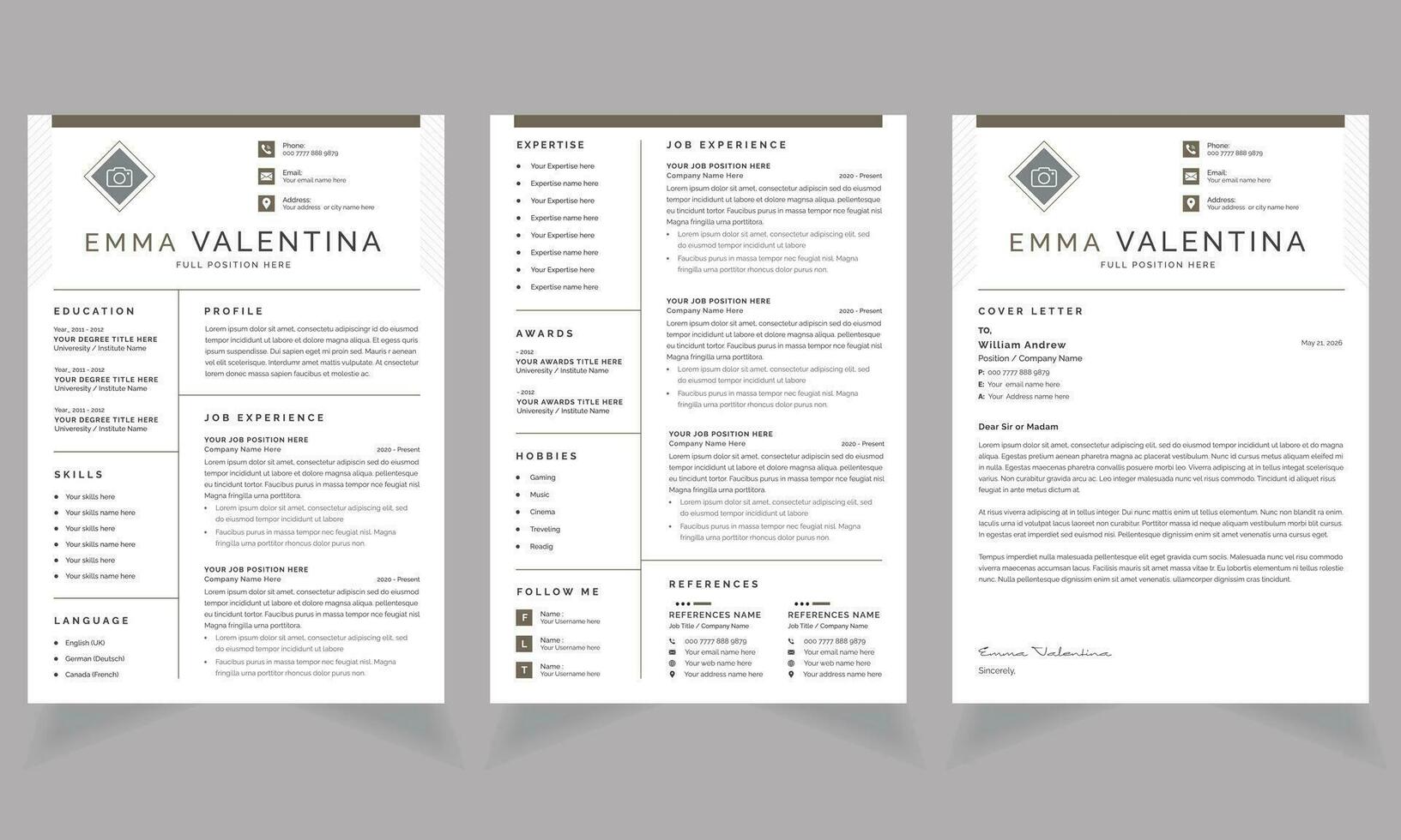 Resume Templates and CV Layout vector