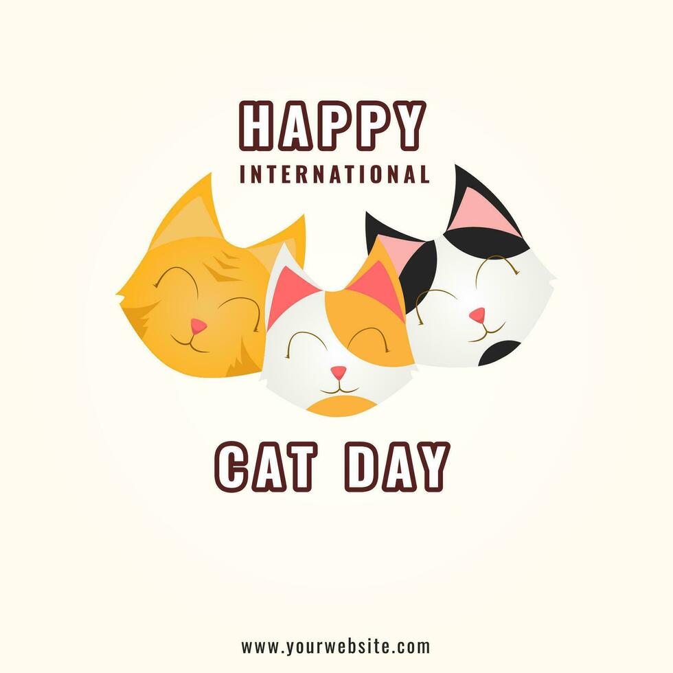 international cat day poster social media post template with cat face element vector