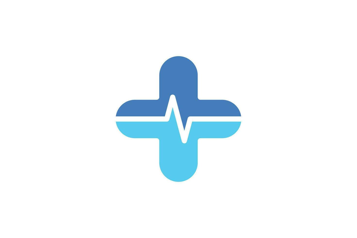 Medical pulse cross logo design vector