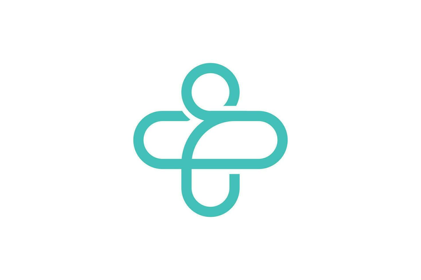 Monogram medical line logo design vector