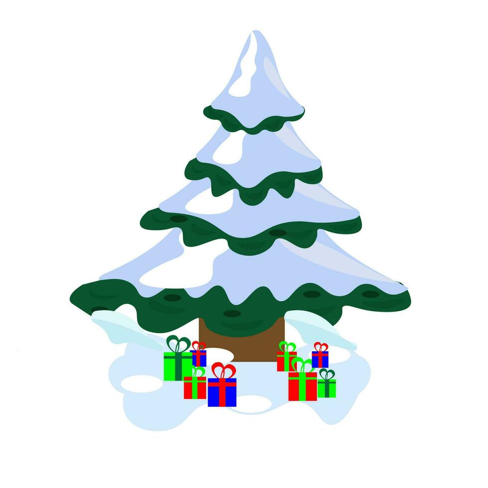 Navidad árbol con regalo caja clipart vector