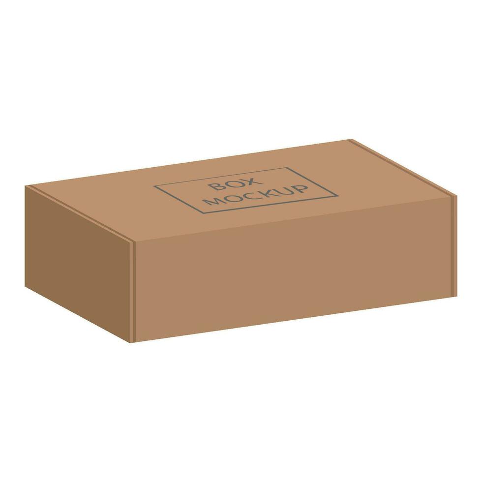 Cardboard box mockup isolated on white background. Shipping box layout, vector