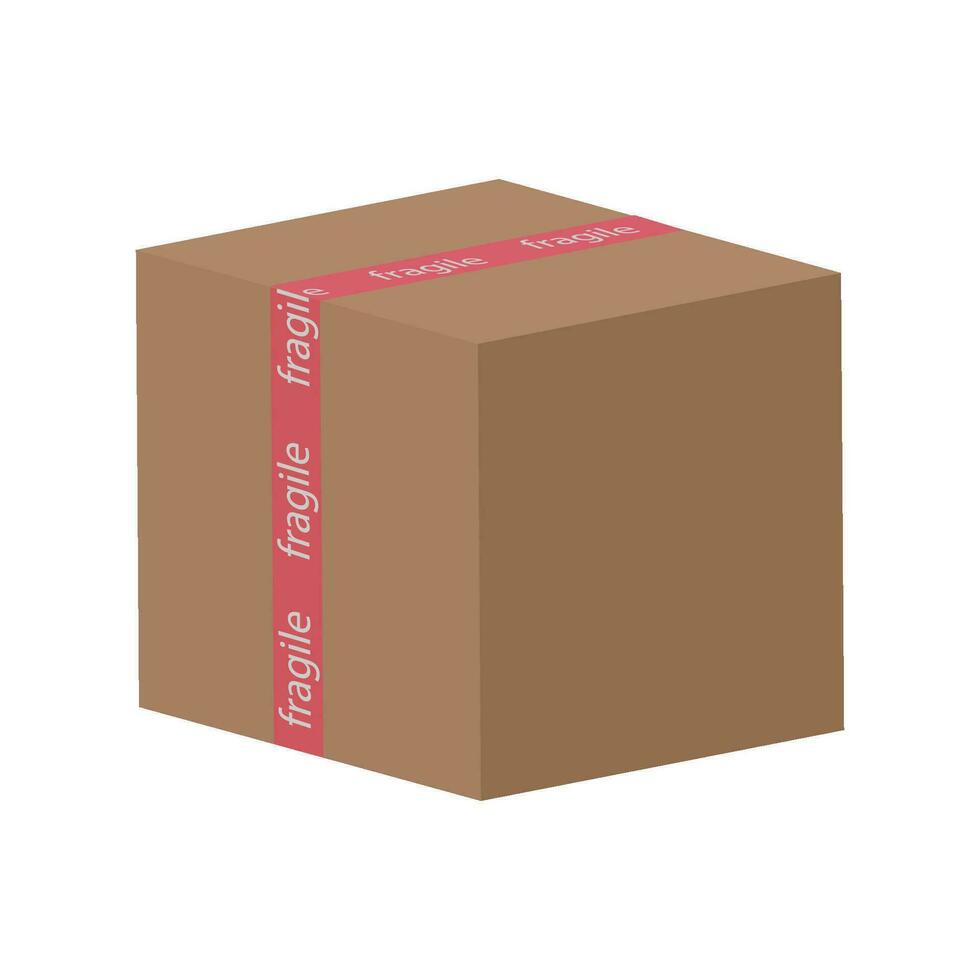 Cardboard box mockup isolated on white background. Shipping box layout