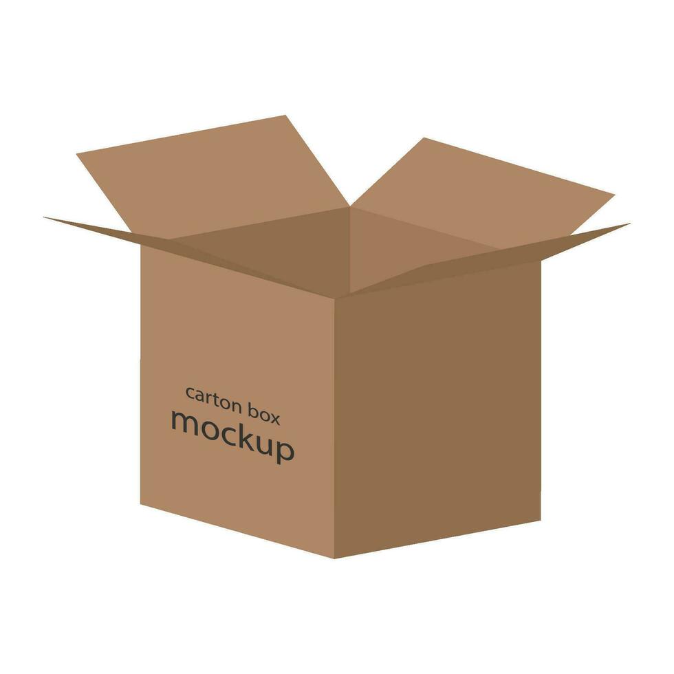 Cardboard box mockup isolated on white background. Shipping box layout, vector