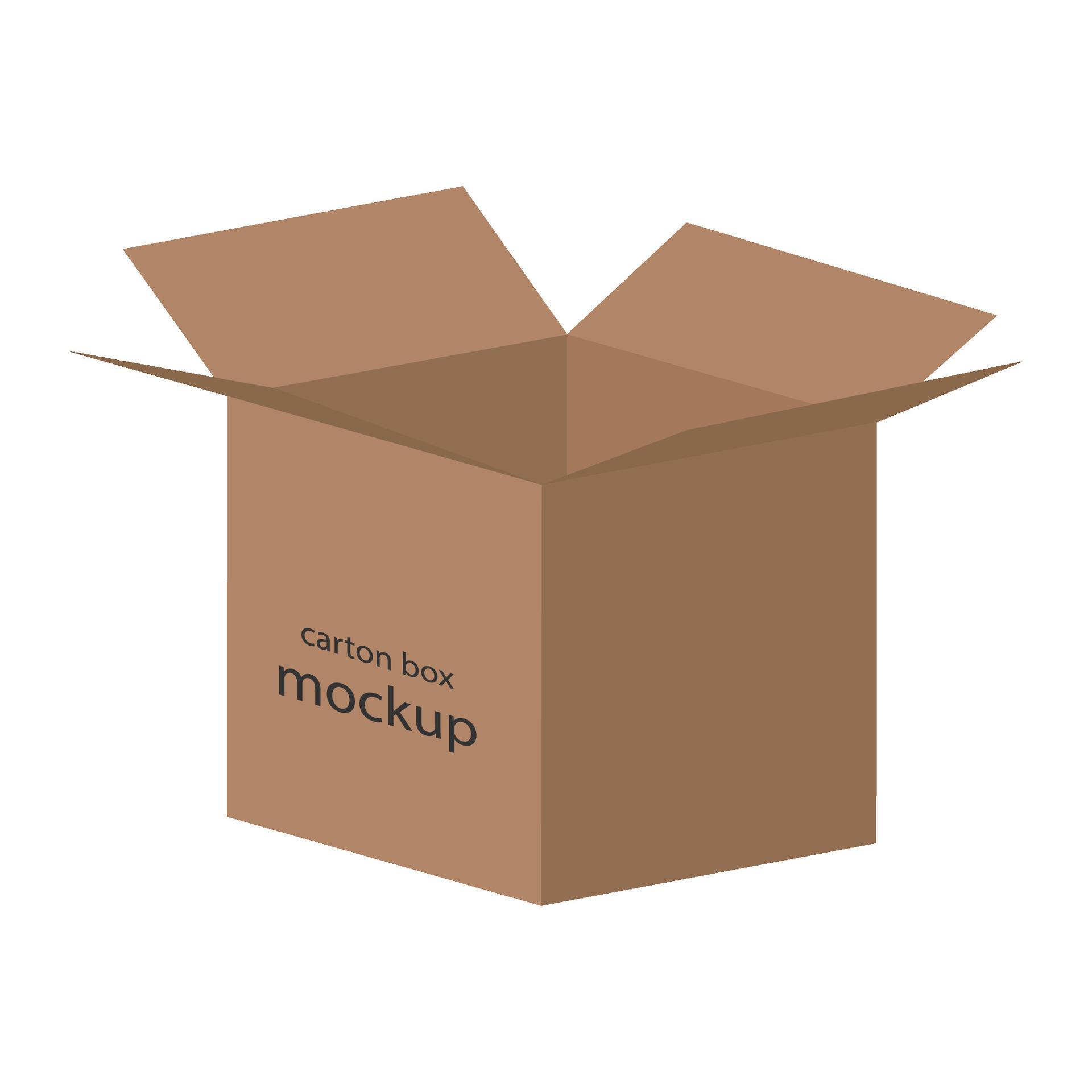 Cardboard box mockup isolated on white background. Shipping box layout