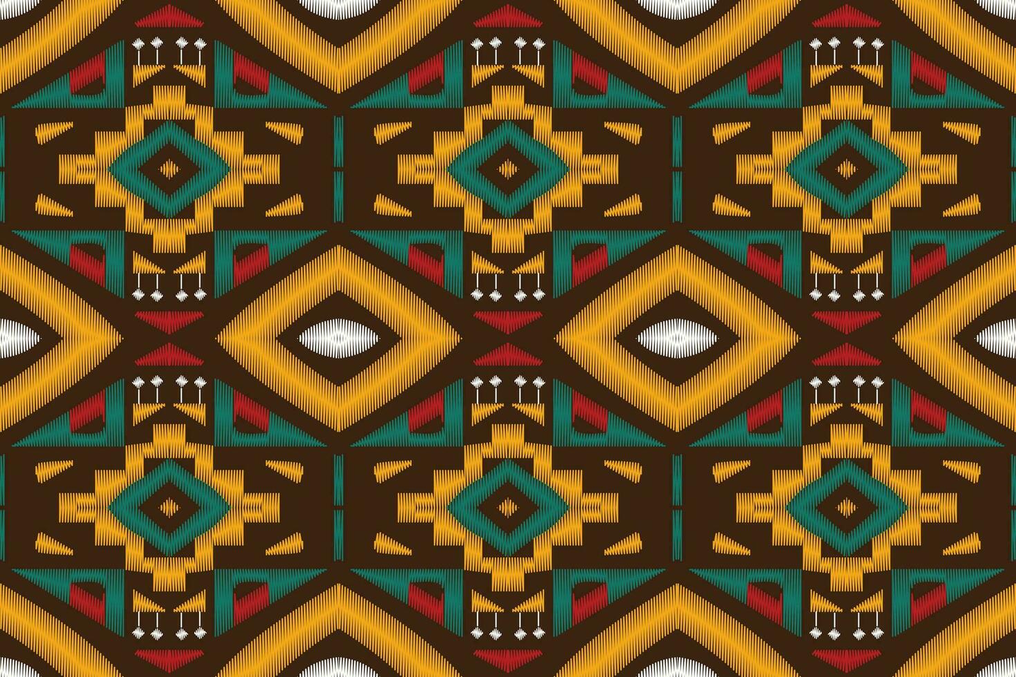 Ikat Floral Paisley Embroidery Background. Ikat Damask Geometric Ethnic Oriental Pattern Traditional. Ikat Aztec Style Abstract Design for Print Texture,fabric,saree,sari,carpet. vector