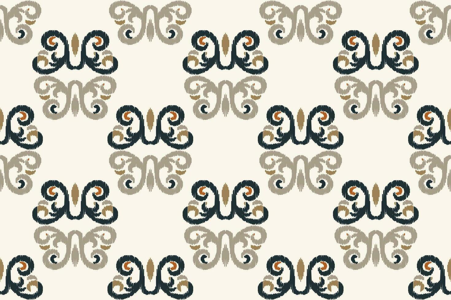 Ikat Floral Paisley Embroidery Background. Ikat Flower Geometric Ethnic Oriental Pattern Traditional. Ikat Aztec Style Abstract Design for Print Texture,fabric,saree,sari,carpet. vector