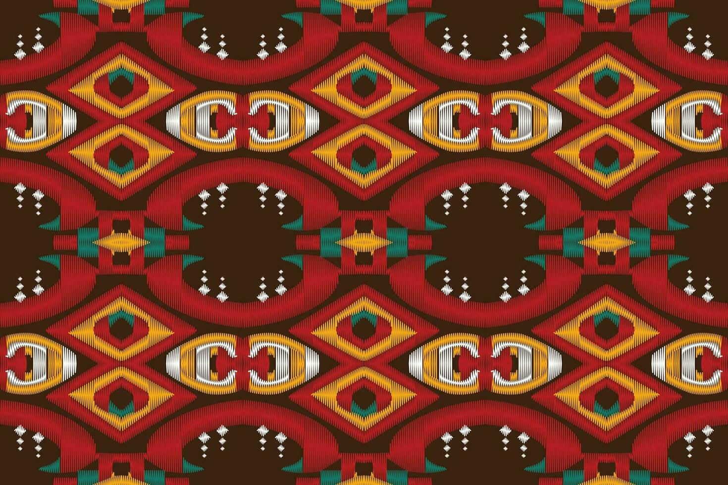 Ikat Damask Paisley Embroidery Background. Ikat Print Geometric Ethnic Oriental Pattern traditional.aztec Style Abstract Vector illustration.design for Texture,fabric,clothing,wrapping,sarong.