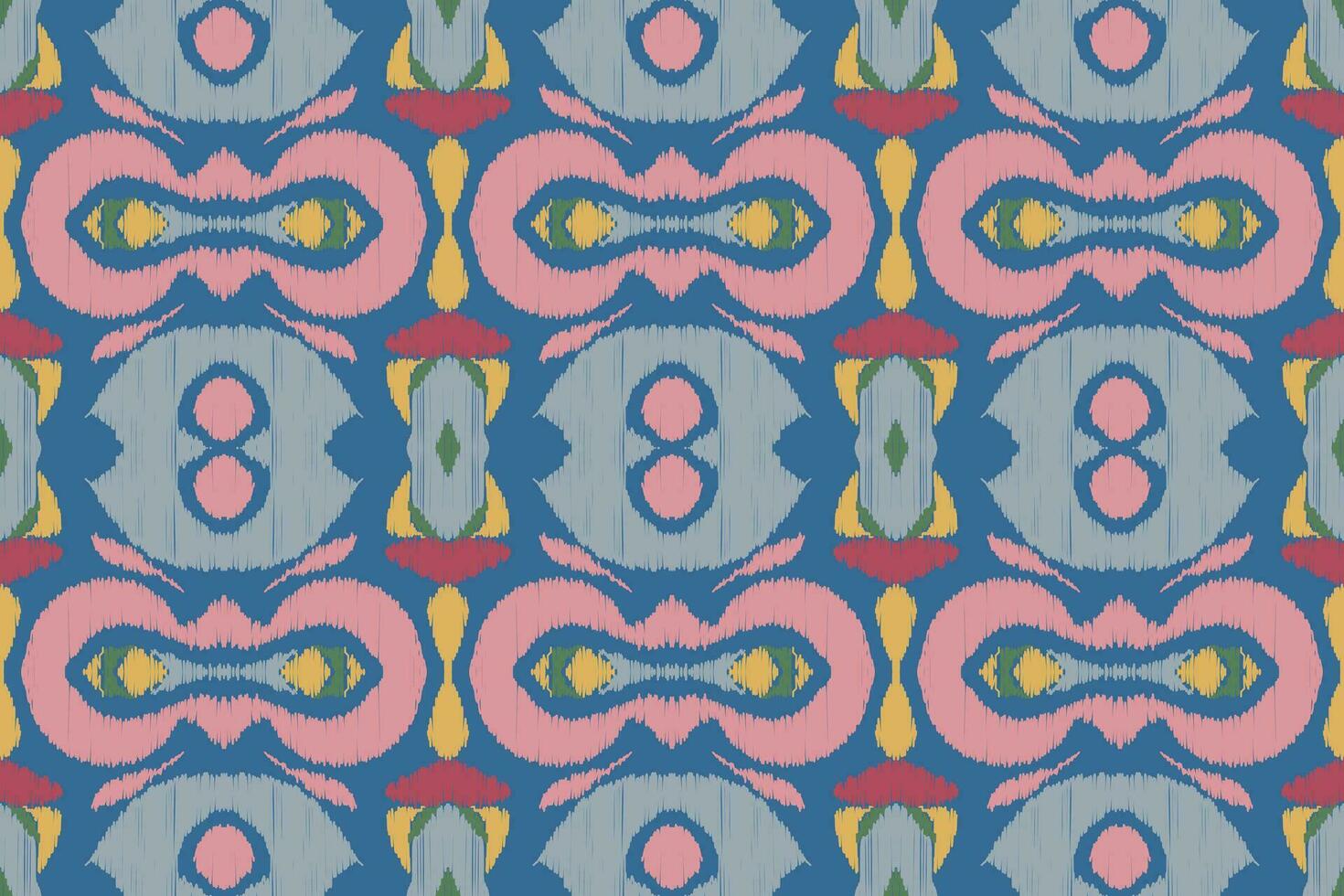 Ikat Damask Paisley Embroidery Background. Ikat Flower Geometric Ethnic Oriental Pattern traditional.aztec Style Abstract Vector illustration.design for Texture,fabric,clothing,wrapping,sarong.