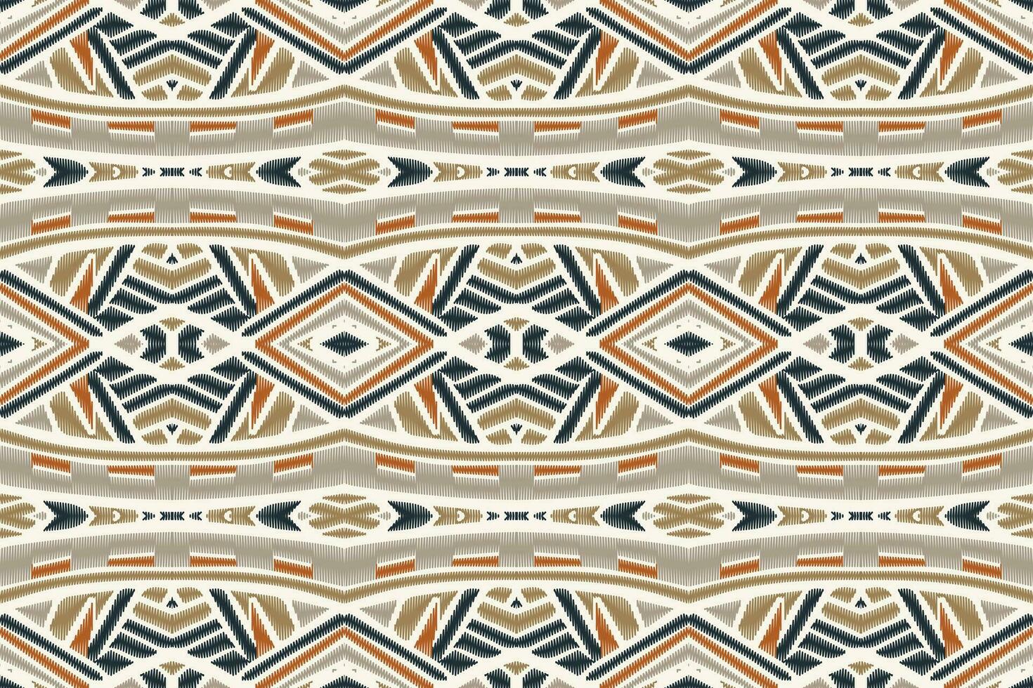 Ikat Floral Paisley Embroidery Background. Ikat Aztec Geometric Ethnic Oriental Pattern traditional.aztec Style Abstract Vector illustration.design for Texture,fabric,clothing,wrapping,sarong.