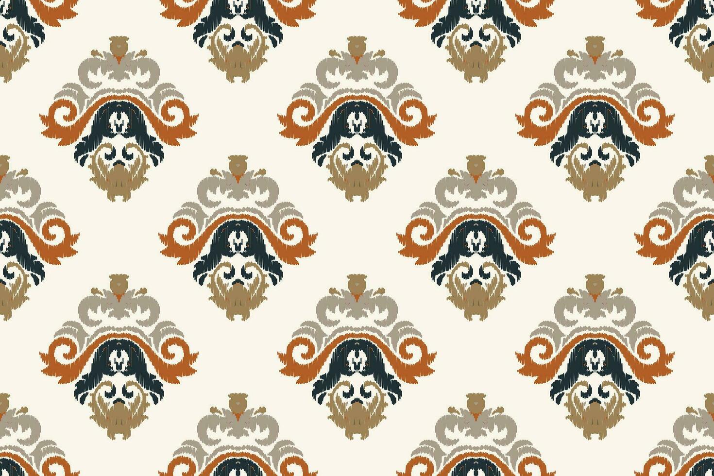 Ikat Floral Paisley Embroidery Background. Ikat Aztec Geometric Ethnic Oriental Pattern traditional.aztec Style Abstract Vector illustration.design for Texture,fabric,clothing,wrapping,sarong.
