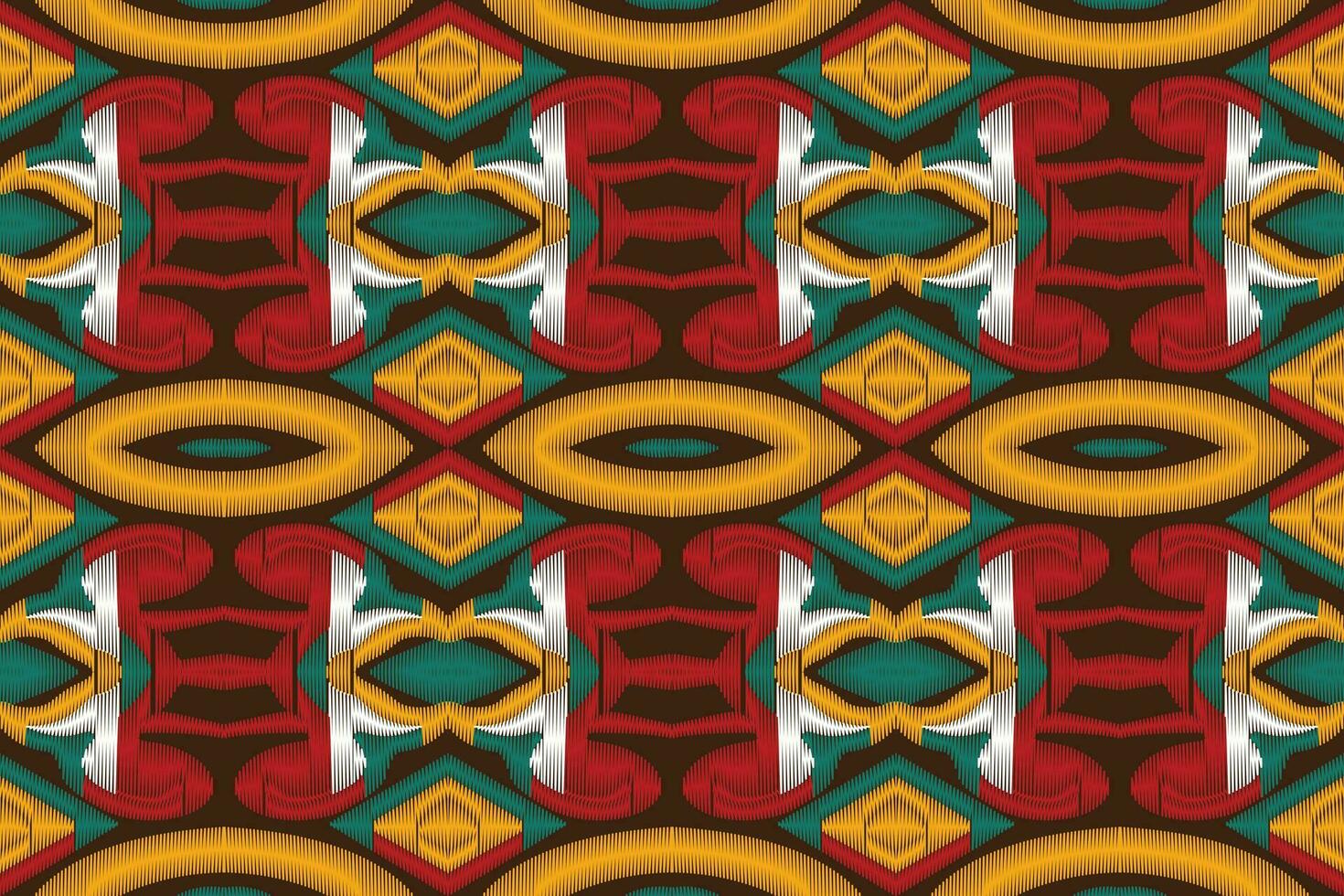 Ikat Floral Paisley Embroidery Background. Ikat Prints Geometric Ethnic Oriental Pattern traditional.aztec Style Abstract Vector illustration.design for Texture,fabric,clothing,wrapping,sarong.