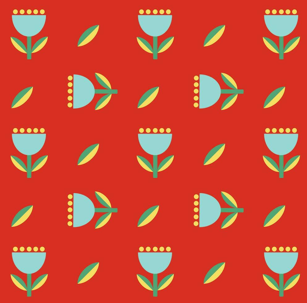 Vector seamless background abstraction in scandinavian style geometric patterns flowers tulips Vector EPS10
