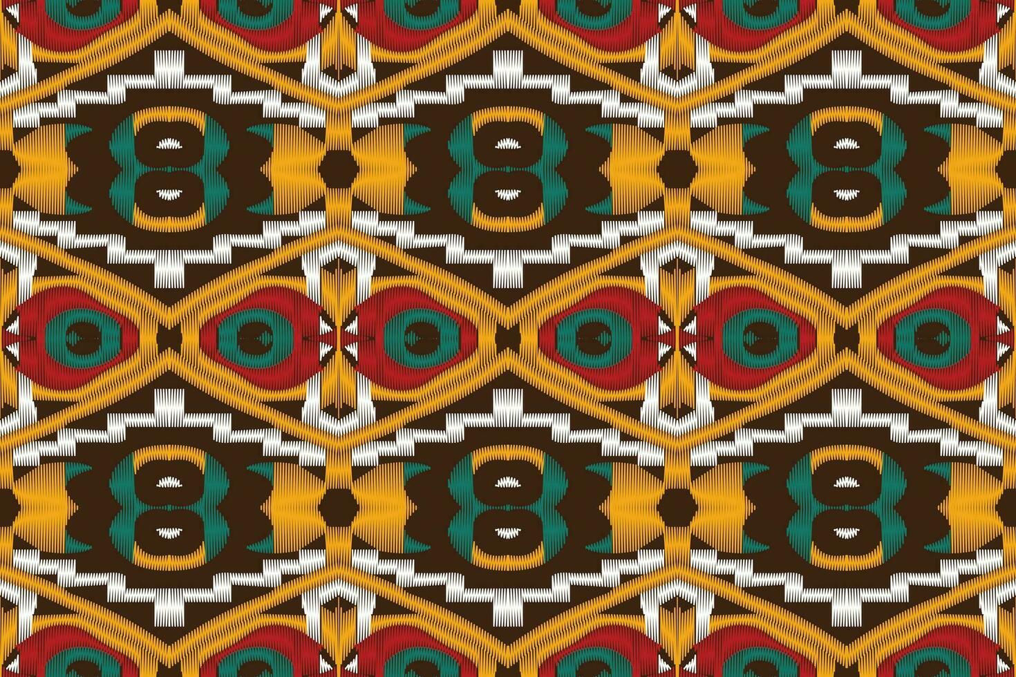 Ikat Floral Paisley Embroidery Background. Ikat Frame Geometric Ethnic Oriental Pattern traditional.aztec Style Abstract Vector illustration.design for Texture,fabric,clothing,wrapping,sarong.