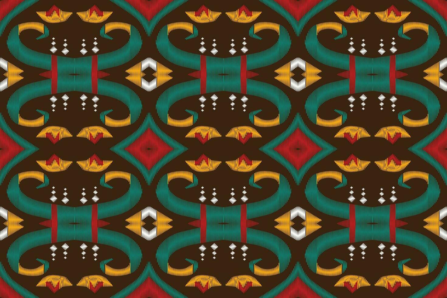 Ikat Floral Paisley Embroidery Background. Ikat Chevron Geometric Ethnic Oriental Pattern Traditional. Ikat Aztec Style Abstract Design for Print Texture,fabric,saree,sari,carpet. vector