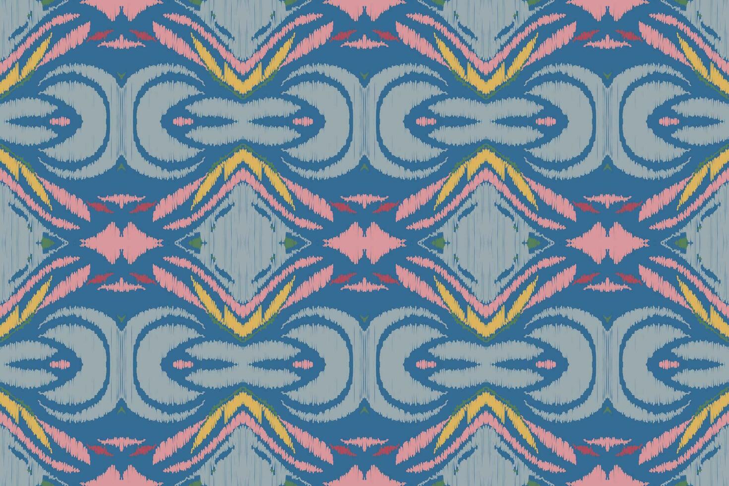 Ikat Damask Paisley Embroidery Background. Ikat Floral Geometric Ethnic Oriental Pattern traditional.aztec Style Abstract Vector illustration.design for Texture,fabric,clothing,wrapping,sarong.