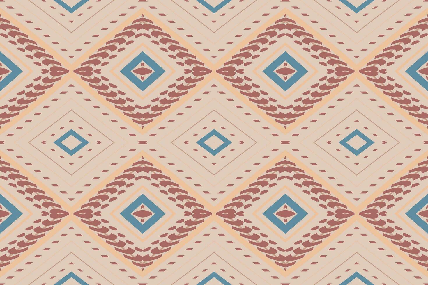 Ikat Damask Paisley Embroidery Background. Ikat Floral Geometric Ethnic Oriental Pattern traditional.aztec Style Abstract Vector illustration.design for Texture,fabric,clothing,wrapping,sarong.