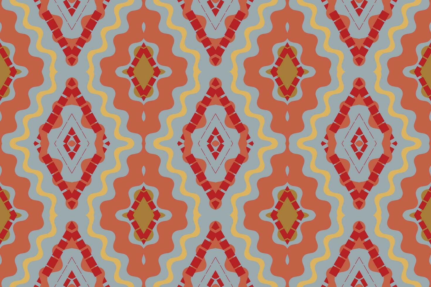 Ikat Floral Paisley Embroidery Background. Ikat Frame Geometric Ethnic Oriental Pattern traditional.aztec Style Abstract Vector illustration.design for Texture,fabric,clothing,wrapping,sarong.