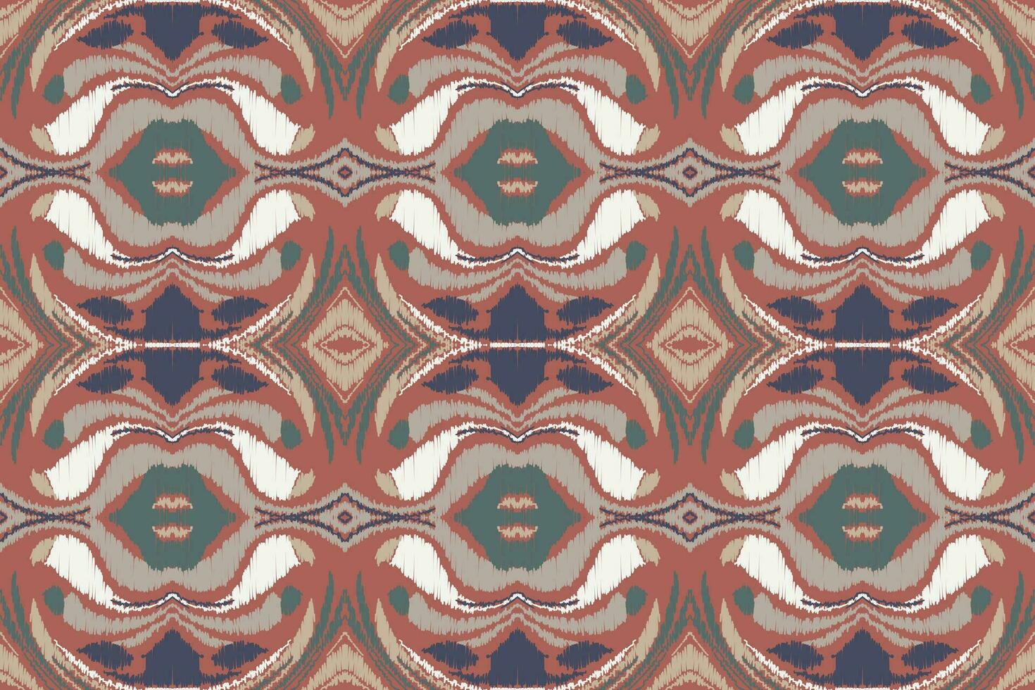 Ikat Damask Paisley Embroidery Background. Ikat Seamless Pattern Geometric Ethnic Oriental Pattern traditional.aztec Style Abstract Vector design for Texture,fabric,clothing,wrapping,sarong.