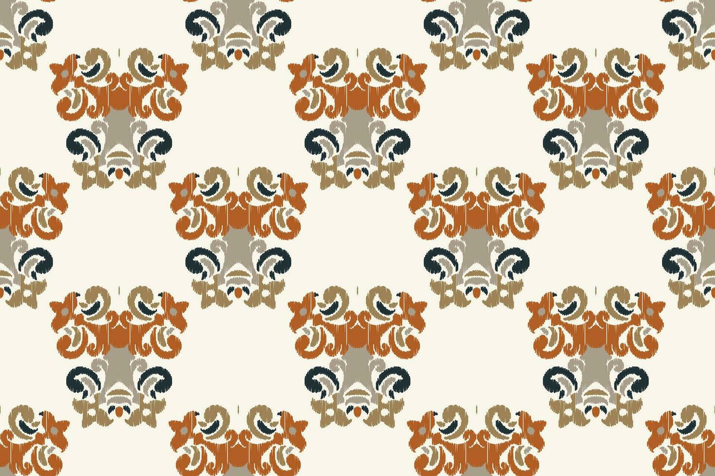 Ikat Damask Paisley Embroidery Background. Ikat Diamond Geometric Ethnic Oriental Pattern traditional.aztec Style Abstract Vector illustration.design for Texture,fabric,clothing,wrapping,sarong.