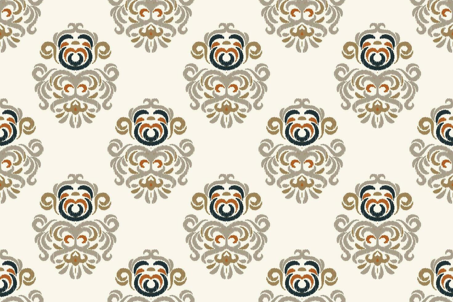 Ikat Floral Paisley Embroidery Background. Ikat Prints Geometric Ethnic Oriental Pattern traditional.aztec Style Abstract Vector illustration.design for Texture,fabric,clothing,wrapping,sarong.
