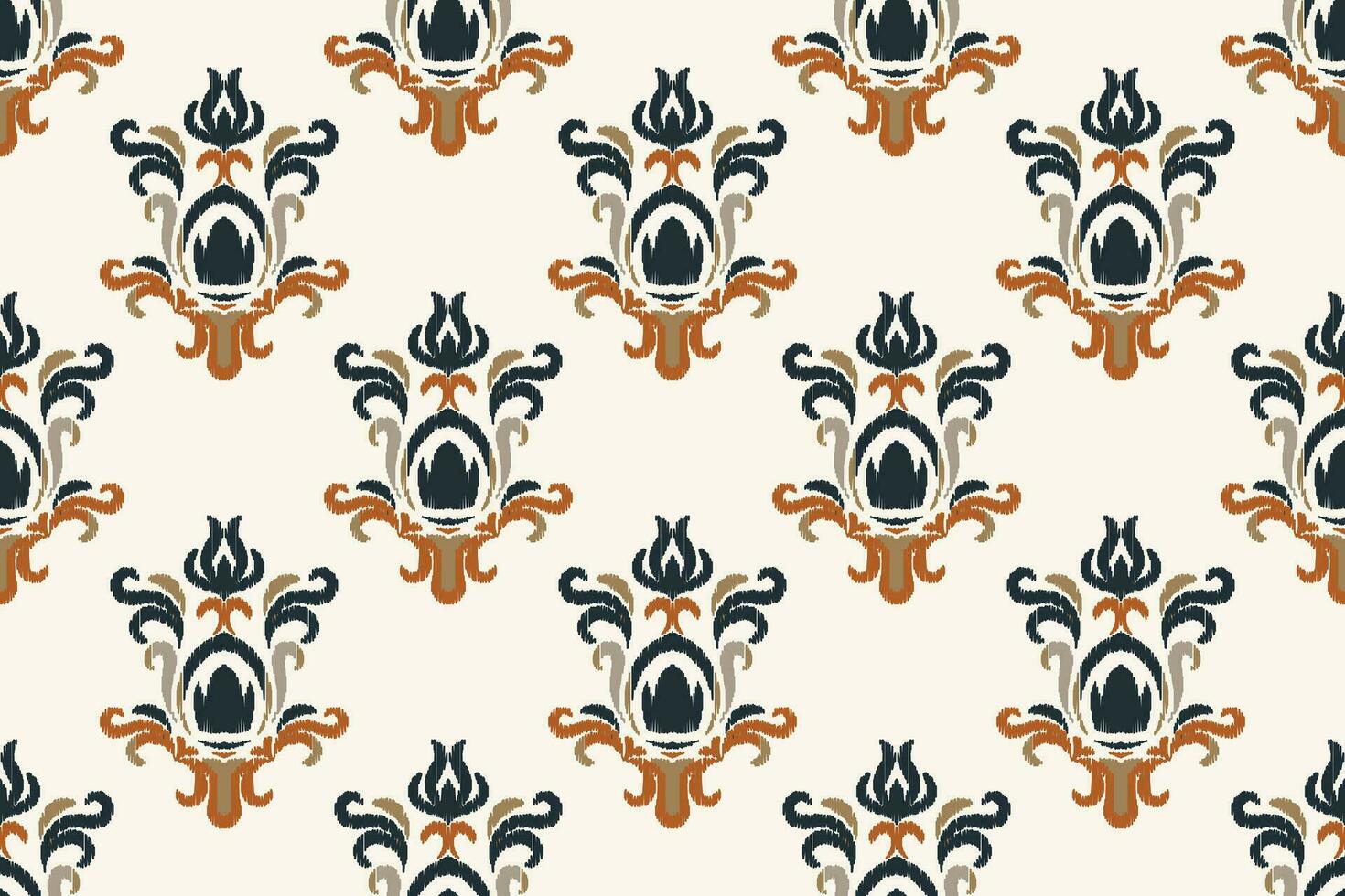 Ikat Damask Paisley Embroidery Background. Ikat Seamless Pattern Geometric Ethnic Oriental Pattern traditional.aztec Style Abstract Vector design for Texture,fabric,clothing,wrapping,sarong.