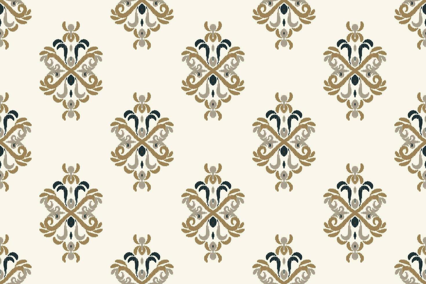 Ikat Floral Paisley Embroidery Background. Ikat Diamond Geometric Ethnic Oriental Pattern Traditional. Ikat Aztec Style Abstract Design for Print Texture,fabric,saree,sari,carpet. vector