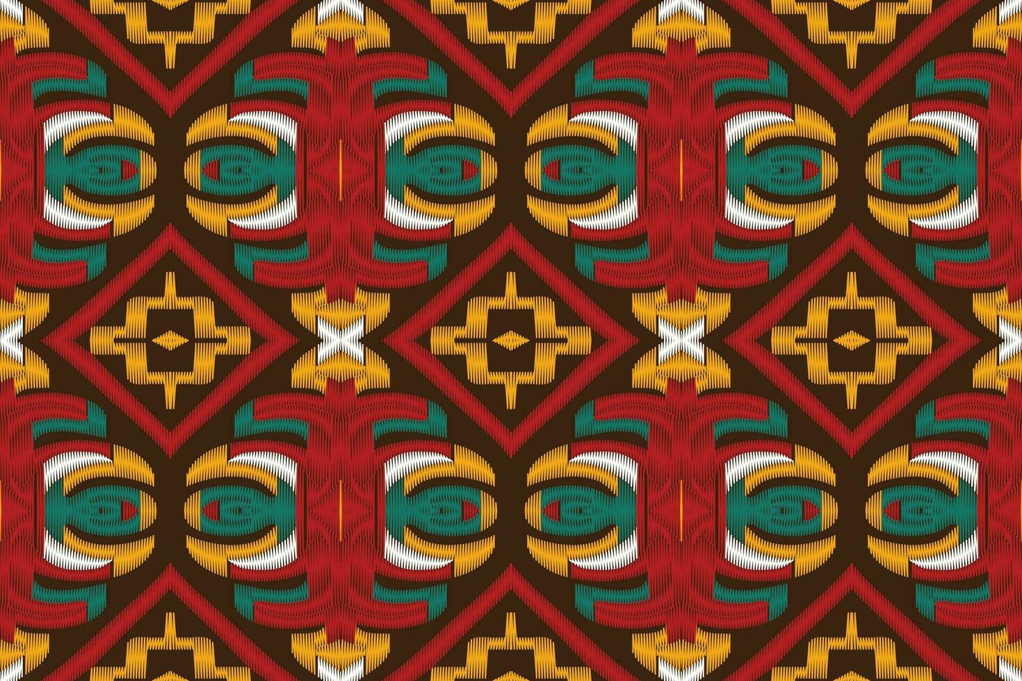 Ikat Floral Paisley Embroidery Background. Ikat Designs Geometric Ethnic Oriental Pattern traditional.aztec Style Abstract Vector illustration.design for Texture,fabric,clothing,wrapping,sarong.
