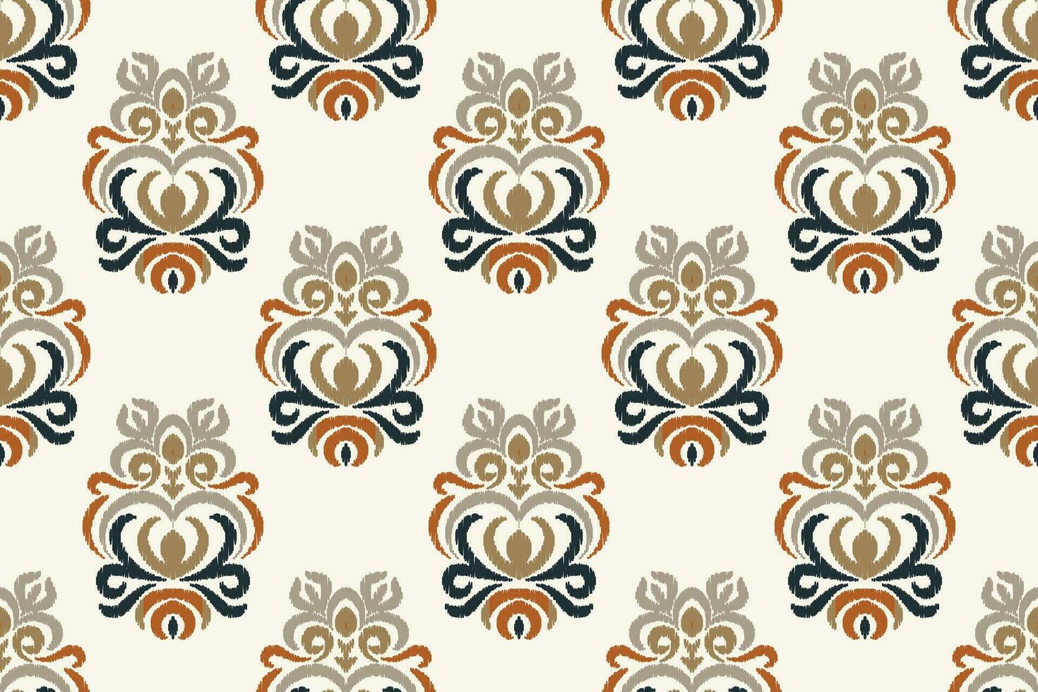 Ikat Floral Paisley Embroidery Background. Ikat Print Geometric Ethnic Oriental Pattern traditional.aztec Style Abstract Vector illustration.design for Texture,fabric,clothing,wrapping,sarong.