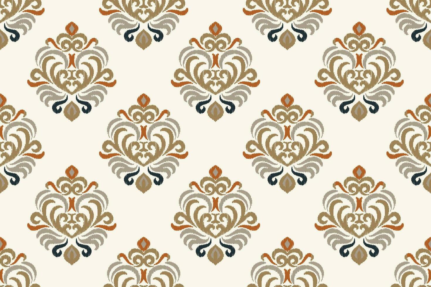 Ikat Damask Paisley Embroidery Background. Ikat Print Geometric Ethnic Oriental Pattern Traditional. Ikat Aztec Style Abstract Design for Print Texture,fabric,saree,sari,carpet. vector