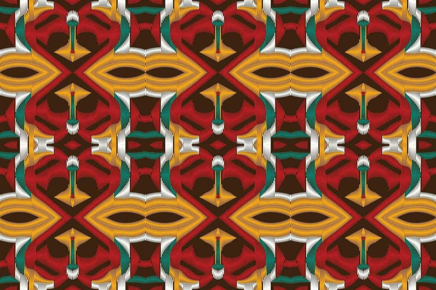 Ikat Damask Paisley Embroidery Background. Ikat Stripe Geometric Ethnic Oriental Pattern traditional.aztec Style Abstract Vector illustration.design for Texture,fabric,clothing,wrapping,sarong.