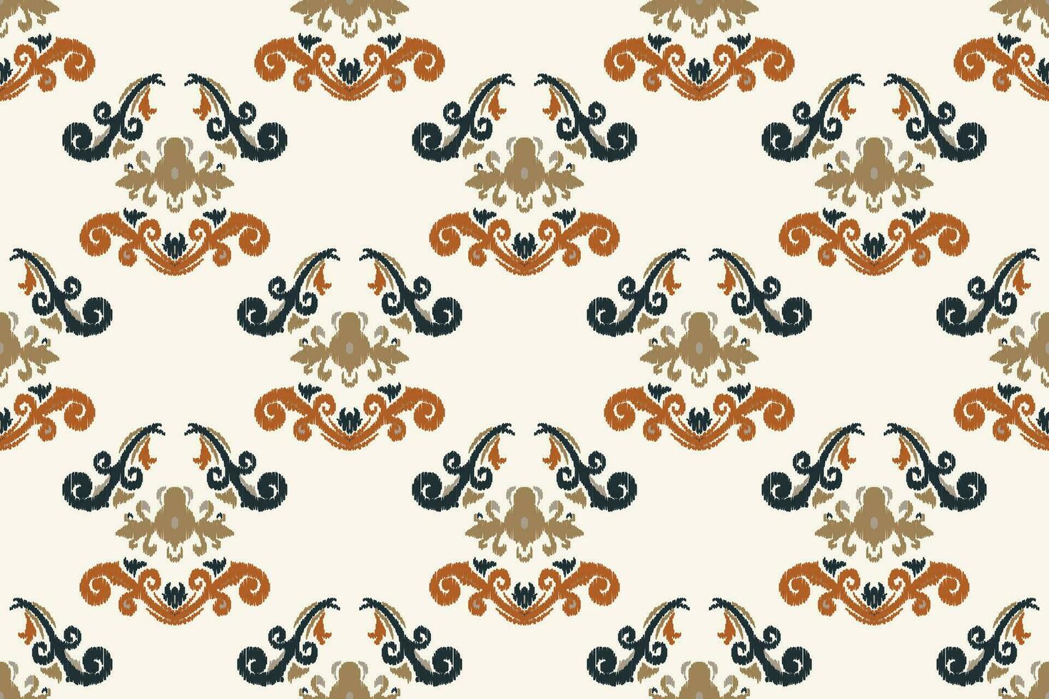 Ikat Floral Paisley Embroidery Background. Ikat Chevron Geometric Ethnic Oriental Pattern Traditional. Ikat Aztec Style Abstract Design for Print Texture,fabric,saree,sari,carpet. vector