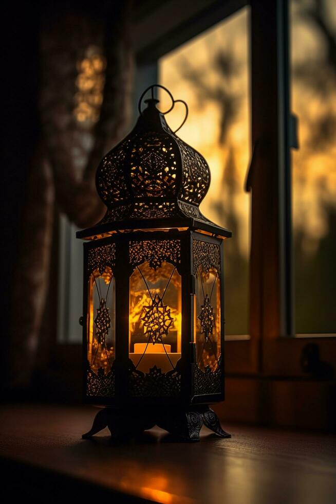 lantern in the night created using Generative AI photo