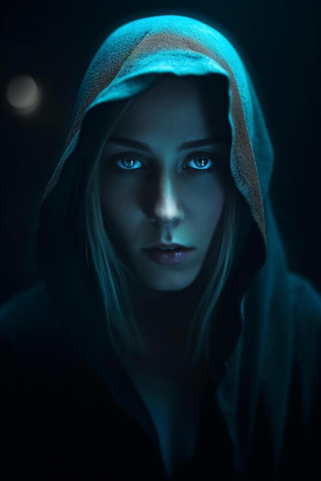 portrait of a woman with eyes created using photo