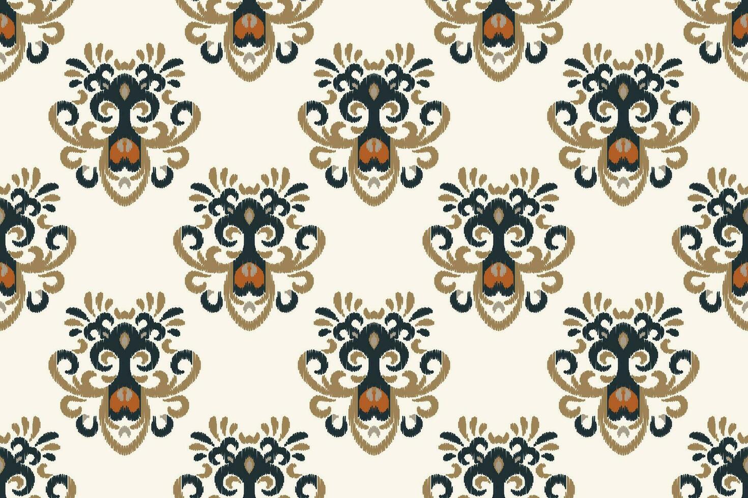 Ikat Damask Paisley Embroidery Background. Ikat Designs Geometric Ethnic Oriental Pattern traditional.aztec Style Abstract Vector illustration.design for Texture,fabric,clothing,wrapping,sarong.